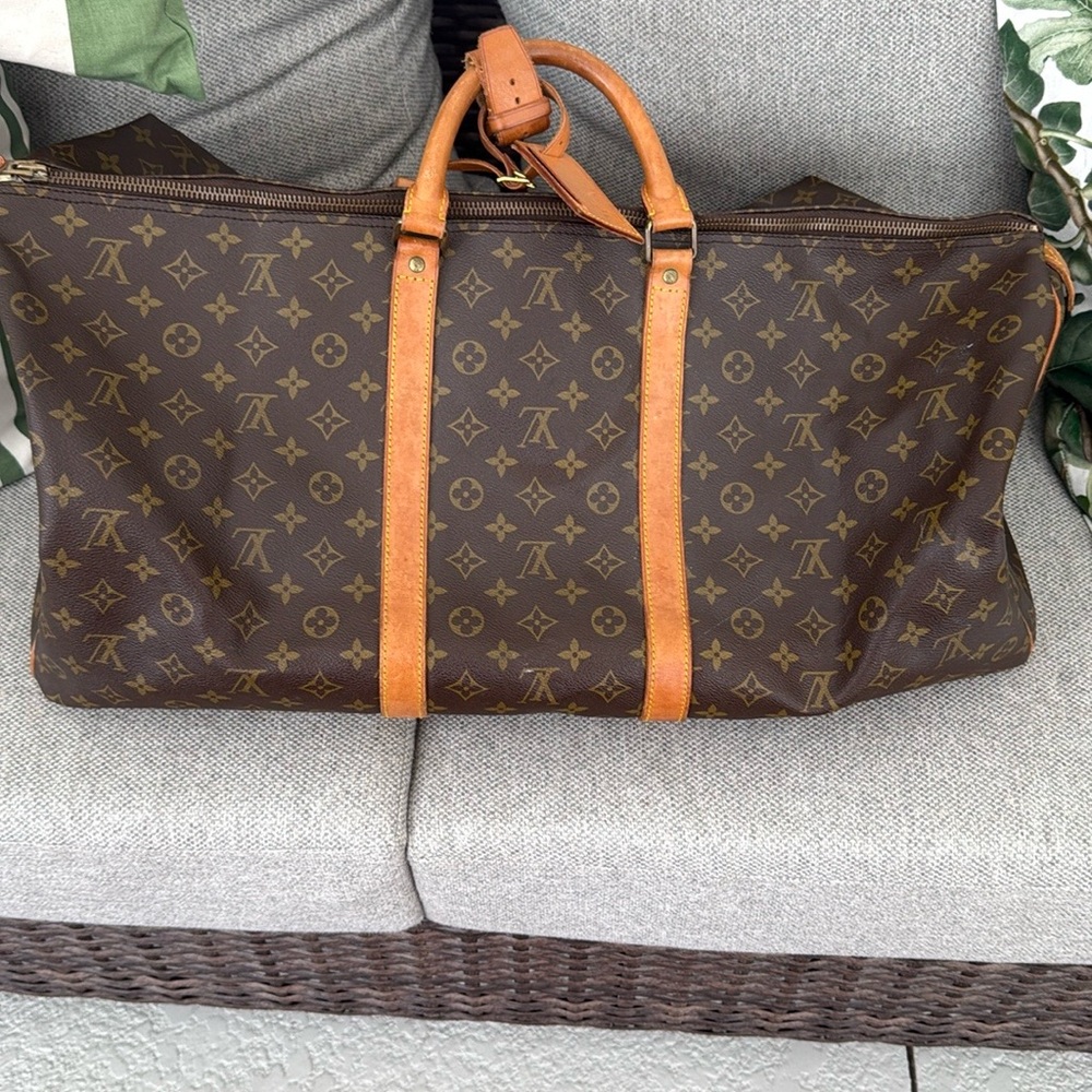 Louis Vuitton Brown and Tan Monogram Duffel Bag